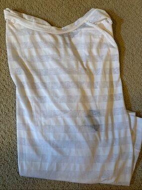 Zella White Striped Long Sleeve Tee